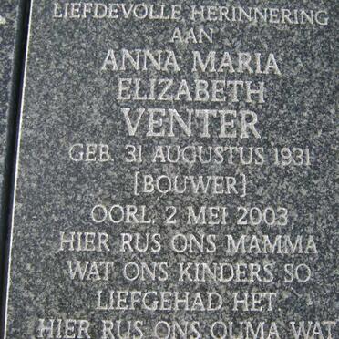 VENTER Anna Maria Elizabeth 1931-2003