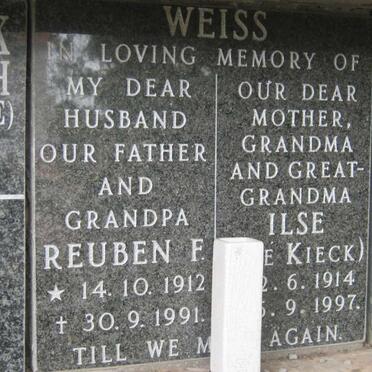 WEISS Rueben 1912-1991 &amp; Ilse KIECK 1914-1997