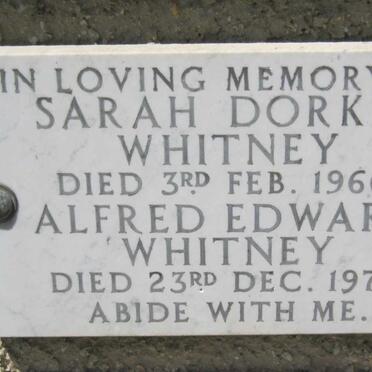 WHITNEY Alfred Edward -1971 &amp; Sarah Dorkin -1966