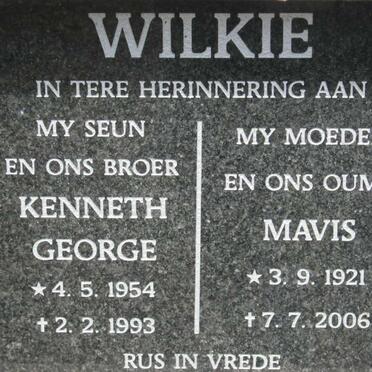 WILKIE Kenneth George 1954-1993 &amp; Mavis 1921-2006