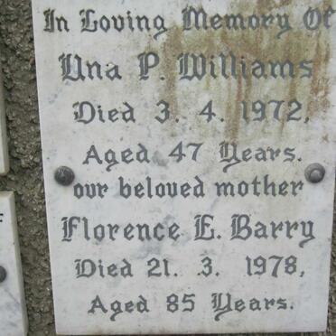 WILLIAMS Una P. -1972 :: BARRY Florence E. -1978