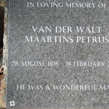 WALT Maartins Petrus, van der 1926-2009