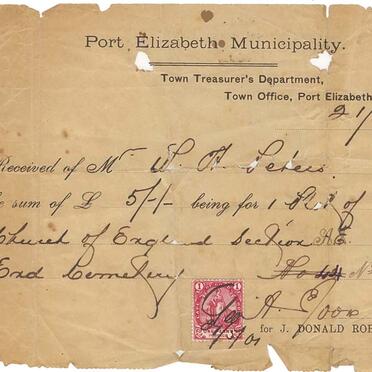 02 - Receipt for the purchase of a plot in South End Cemetery