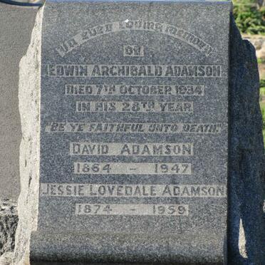 ADAMSON David 1864-1947 :: ADAMSON Jessie Lovedale 1874-1959 :: ADAMSON Edwin Archibald -1934
