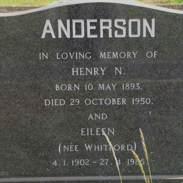 ANDERSON Henry N. 1893-1950 Eileen WHITFORD 1902-1985