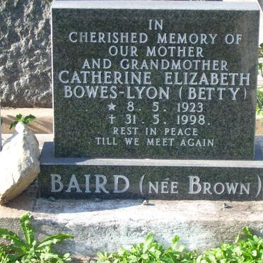 BAIRD Catherine Elizabeth  Bowes-Lyon nee BROWN 1923-1998