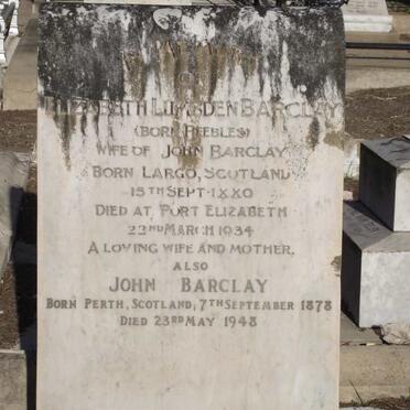 BARCLAY John 1878-1948 &amp; Elizabeth Lumsden PEEBLES 1880-1934