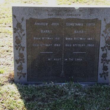 BARRY Andrew John 1881-1956 &amp; Constance Edith 1887-1968