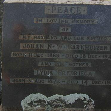 BARKHUIZEN Johan N.W. 1869-1942 &amp; Lydia Frederieca 1872-1951
