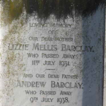 BARCLAY Andrew -1938 &amp; Lizzie Mellis -1931