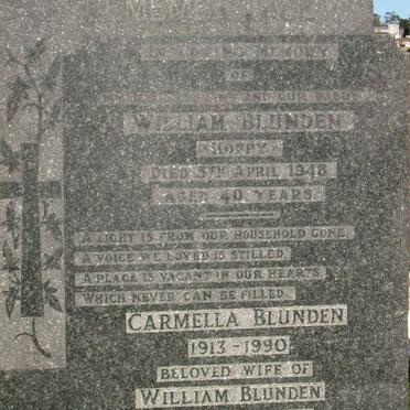 BLUNDEN William -1948 &amp; Carmelia 1913-1990