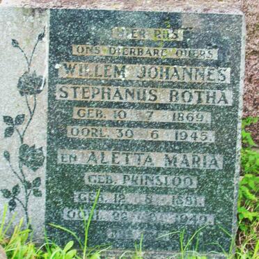 BOTHA Willem Johannes Stephanus 1868-1945 &amp;  Aletta Maria PRINSLOO 1891-1949