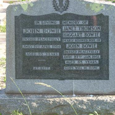 BOWIE John -1954 &amp; Janet Thomson Haggart -1951
