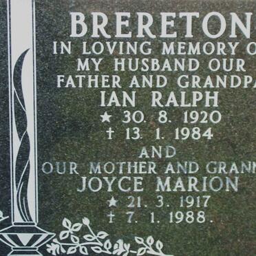 BRERETON Ian Ralph 1920-1984 &amp; Joyce Marion 1917-1988