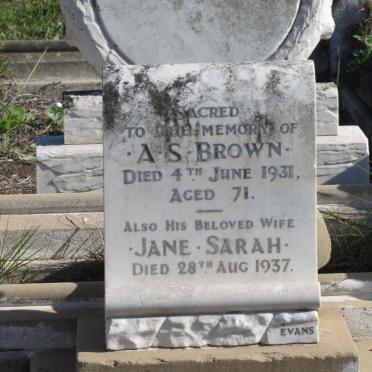 BROWN A.S. -1931 &amp; Jane Sarah -1937