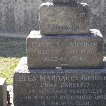 BROOKER Charles F. -1956 &amp; Ella Margaret GARRETT -1985