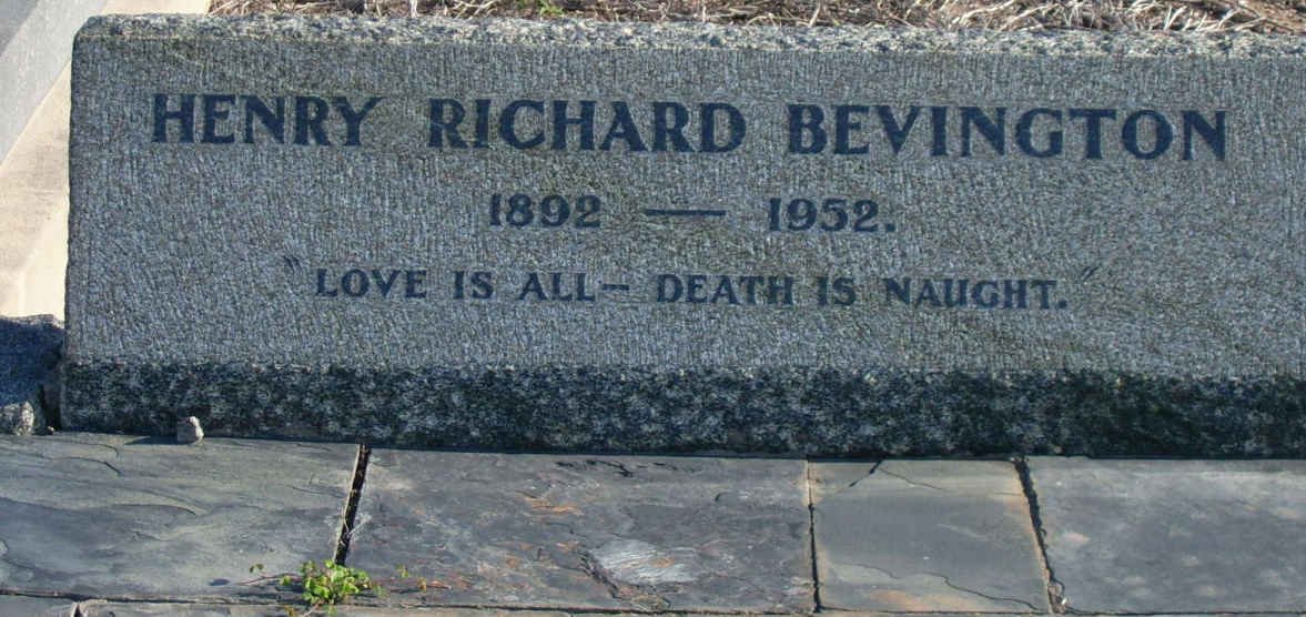 BEVINGTON Henry Richard 1892-1952