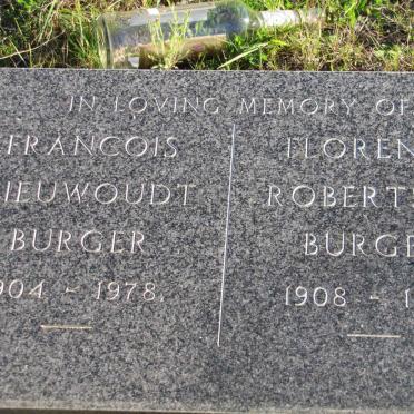 BURGER Francios Niewoudt 1904-1978 &amp; Florence Robertson 1908-1983