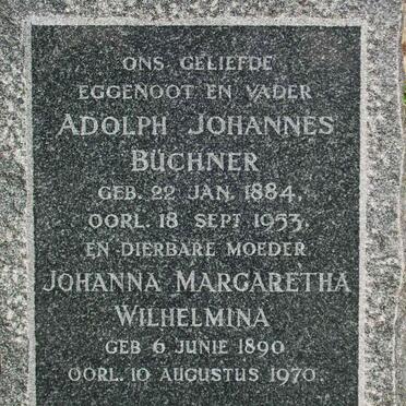 BUCHNER Adolph Johannes 1884-1953 &amp; Johanna Margaretha Wilhelmina 1890-1970