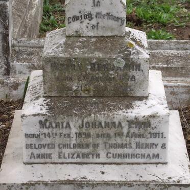 CUNNINGHAM Henry Benjamin 1878-1896 :: CUNNINGHAM Maria Johanna Emm 1888 - 1911