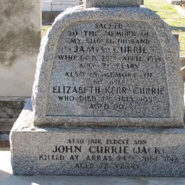 CURRIE James -1938 &amp; Elizabeth Kerr -1952 :: CURRIE John -1917