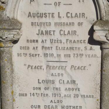 CLAIR Auguste L. -1910 &amp; Janet -1925 :: CLAIR Louis -1913