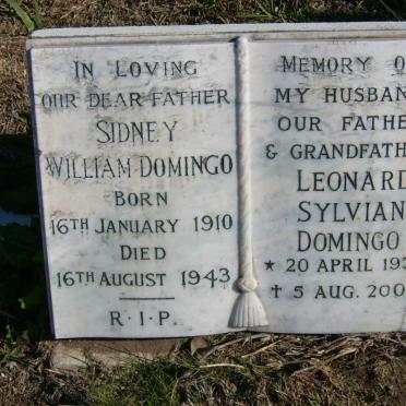 DOMINGO Sidney William 1910-1943 :: DOMINGO Leonard Sylvian 1933-2001