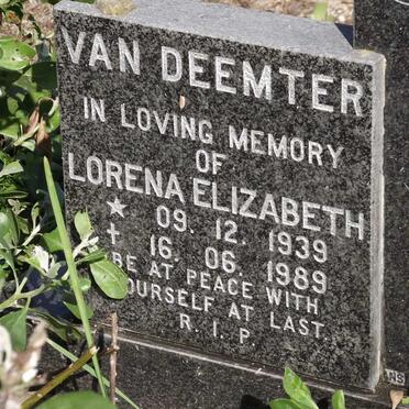 DEEMTER Lorenza Elizabeth, van 1939-1989