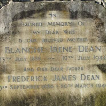 DEAN Frederick James 1886-1946 &amp; Blanche Irene 1888-1940
