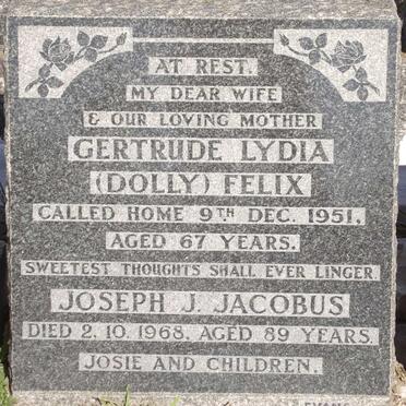 FELIX Joseph J. Jacobus -1968 &amp; Gertrude Lydia  -1951