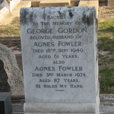 FOWLER George Gordon -1949 &amp; Agnes -1974