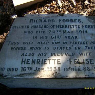 FORBES Richard -1914 &amp; Henriette Felise -1938