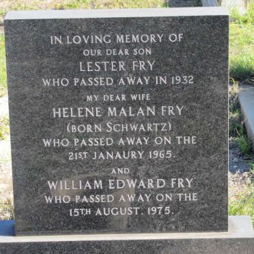 FRY Lester -1932 :: FRY Helene Malan nee SCHWARTZ -1962 :: FRY William Edward -1972