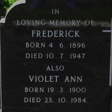 FROST Frederick 1896-1947 &amp; Violet Ann 1900-1984