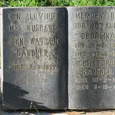 GARDNER John Watson -1957 &amp; Georgina 1894-1980 :: GARDNER Christopher 1960-1960