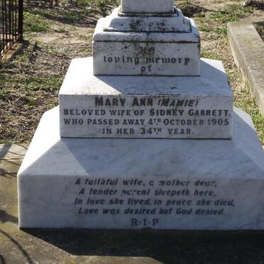 GARRETT Mary Ann -1905