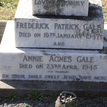 GALE Frederick Patrick -1947 &amp; Annie Agnes -1945