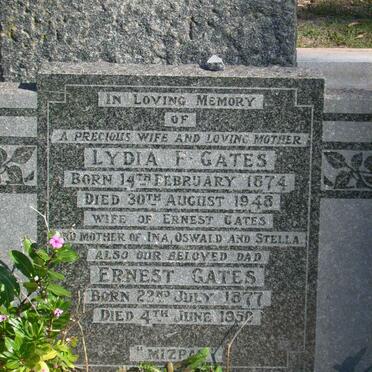 GATES Ernest 1877-1950 &amp; Lydia F. 1874-1948