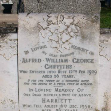 GRIFFITHS Alfred William George _1929 &amp; Harriett -1958