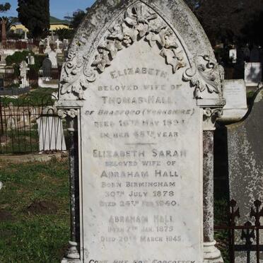 HALL Thomas -1894 &amp; Elizabeth Sarah 1878-1940 :: HALL Abraham 1875-1945