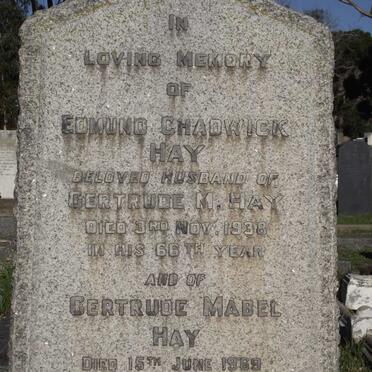 HAY Edmund Chadwick -1938 &amp;  Gertrude Mabel -1969