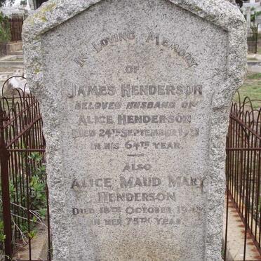 HENDERSON James -1931 &amp; Alice Maud Mary -1943