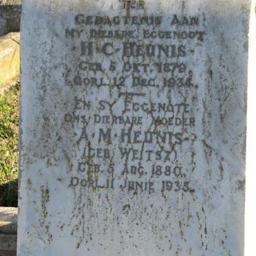 HEUNIS H.C. 1879-1934 &amp; A.M. 1880-1935