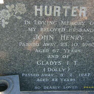 HURTER John Henry -1965 &amp; Gladys I.T. -1987