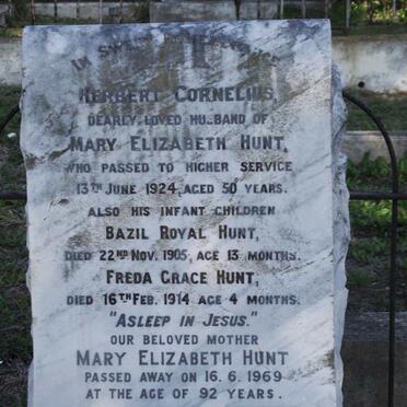 HUNT Herbert Cornelius -1924 &amp; Mary Elizabeth -1969 :: HUNT Basil Royal -1905 :: HUNT Freda Grace -1914, 