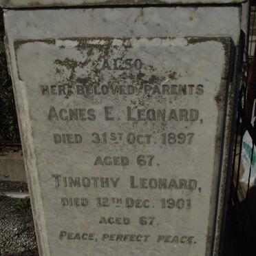 LEONARD Timothy -1901 &amp; Agnes E. -1897