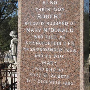McDONALD Robert -1938 &amp; Mary -1980