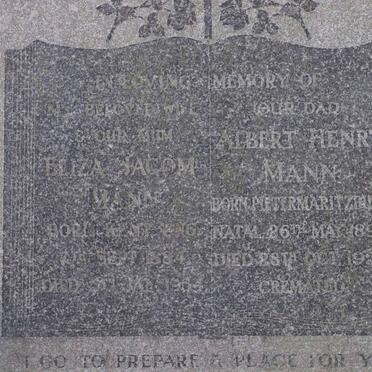 MANN Albert Henry 1893-1958 &amp; Eliza Jacom 1884-1950