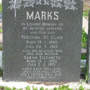 MARKS Percival St. Clair 1890-1969 &amp; Sarah Elizabeth 1890-1971