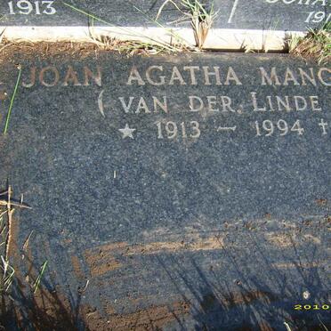 MANGOLD Joan Agatha nee VAN DER LINDE 1913-1994